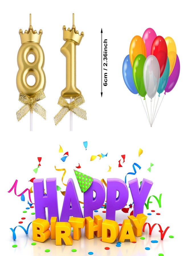 VSHILI 81st Birthday Candles, Gold 81 Year Old Number Birthday Candles, Happy Birthday Party Cake Topper Decoration Gifts for Women Men - Image 2